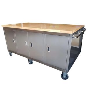 Meja Kerja Industri Beroda Baja Tahan Karat 1.8m dengan Banyak Laci, Dapat Disesuaikan OEM/ODM untuk Pria - Product Image 4