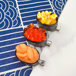 KI liangpeng Aliments ludiques et de simulation : œufs de poisson japonais, oursins, sushis, épingles à cheveux, pinces à cheveux, accessoires, sid - Product Image 1
