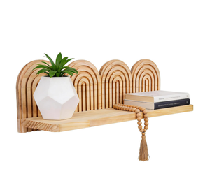 Ahşap Dikdörtgen Duvara Monte Raflar Boho Dekor Duvar Rafları Orta Yüzyıl Gökkuşağı Sergi Rafı Banyo Oturma Odası için - Product Image 1