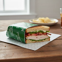 Papier d'emballage en aluminium avec logo personnalisé, écologique, résistant à la graisse, jetable, biodégradable, de qualité alimentaire, pour hamburgers et en-cas