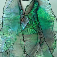 Dentelle plissée décorative transparente à effet dégradé de 12 cm, motif sirène, vague lumineuse, maille plissée simple, feuille de lotus florale