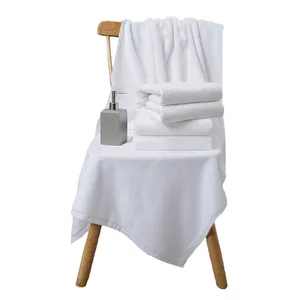 Deluxe 100% pure white cotton custom LOGO Size 70*140 Hotel Spa Adult size Antibacterial face towel Bath towel