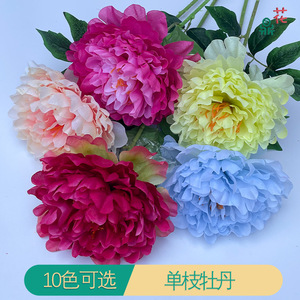 Fleur de pivoine en soie à cinq têtes, tige de 118 cm, diamètre de 19 cm, décoration de mariage, fleur artificielle - Product Image 2