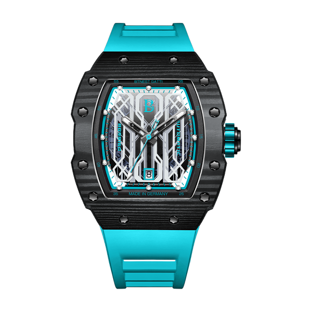 Bonest Gatti Carbon Fiber Case Watches Waterproof Rubber Strap Big Dial Sport Man Watch Automatic Mechanical Watches BG9916