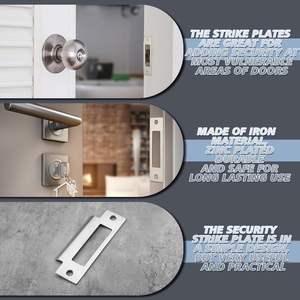 दरवाज़ा लॉक के लिए कस्टम उच्च सुरक्षा स्टेनलेस स्टील सिल्वर जिंक मिश्र धातु दरवाज़ा फ़्रेम रक्षक स्ट्राइक प्लेट्स - Product Image 4