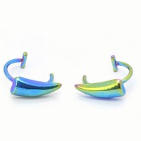 Bijoux de corps gothiques pour Halloween en acier inoxydable, clips de lèvre non-percants, clous de lèvre lisses en forme de crocs, fausses bagues