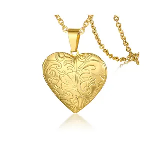 新款挂件心脏可开启金色女性不锈钢挂件饰品批发心挂件