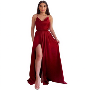 Nouvelles Robes de Soirée Tendance pour Femmes – Qualité Supérieure en Satin, Sans Manches, Longueur Genou, Soutien-Gorge Intégré, Silhouette Droite, Respirantes - Product Image 1