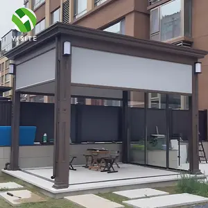 YiSiTe, cortina de estilo minimalista para exteriores, pista de cremallera eléctrica, tela ciega, pista de cremallera impermeable, persiana enrollable a prueba de viento