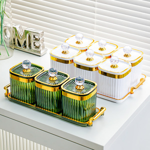 Food Storage Container Square <b>With</b> <b>Lid</b> For Grains Cereals Kitchen Dried Fruit Storage 5Pcs Set - Product Image 3