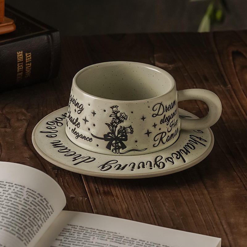 French-style English terracotta cups and saucers