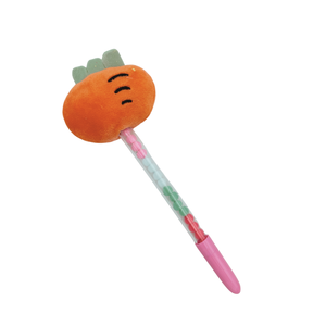 Stylo bille 0,7 mm en plastique avec pompon en peluche, motif carotte et logo personnalisé, idéal pour les enfants et les étudiants à usage scolaire - Product Image 1