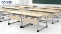 Bureau d'étude double en bois connecté et chaise, banc scolaire à deux places pour salle de classe supérieure, table et chaise à prix réduit, durable