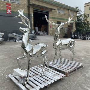 Scultura di Cervo Maschio e Femmina Personalizzata per Decorazione d'Interni, Grande Formato, Sculture di Cervo con Elettroplaccatura Argento - Product Image 2