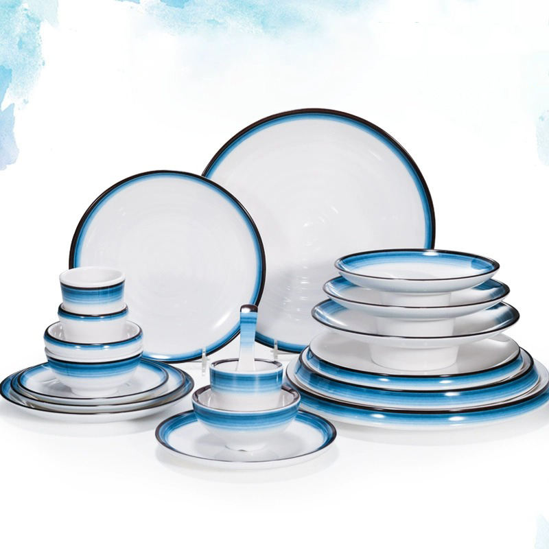 High Quality Unbreakable Blue and White Full Plates Sets Dinnerware ...