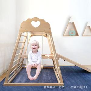 Wooden Climbing <b>Frame</b> With Slide And <b>Swing</b> For Children 4-6 Years Old Sensory Integration Training Equipment - Product Image 2