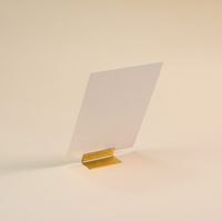 BECORA Support de cartes pliable en laiton massif non laqué, porte-cartes de visite et photos en forme de L fait main pour l'affichage en café, boutique ou magasin