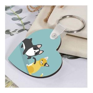 <b>Customized</b> logo Creativity Heart Shaped MDF Wooden Sublimation <b>Keychain</b> - Product Image 1