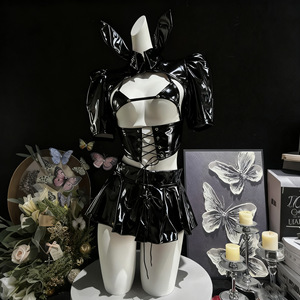 2026 Venta al por mayor: Bodysuits de cuero PU sexys para <span class=keywords><strong>mujer</strong></span>, disfraces de cosplay de <span class=keywords><strong>conejita</strong></span>, conjunto de lencería seductora con medias y control de firmeza - Product Image 5