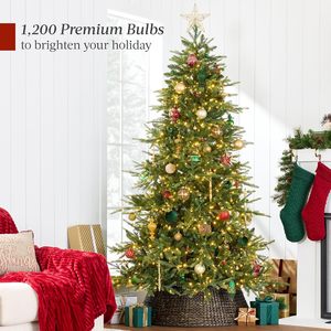 <span class=keywords><strong>Sapin</strong></span> de Noël Artificiel de Luxe en Aspin 7,5 pieds, Prédécoré, Type Noble Fir avec Lumières LED, Support Métallique, Décoration de Fêtes - Product Image 4