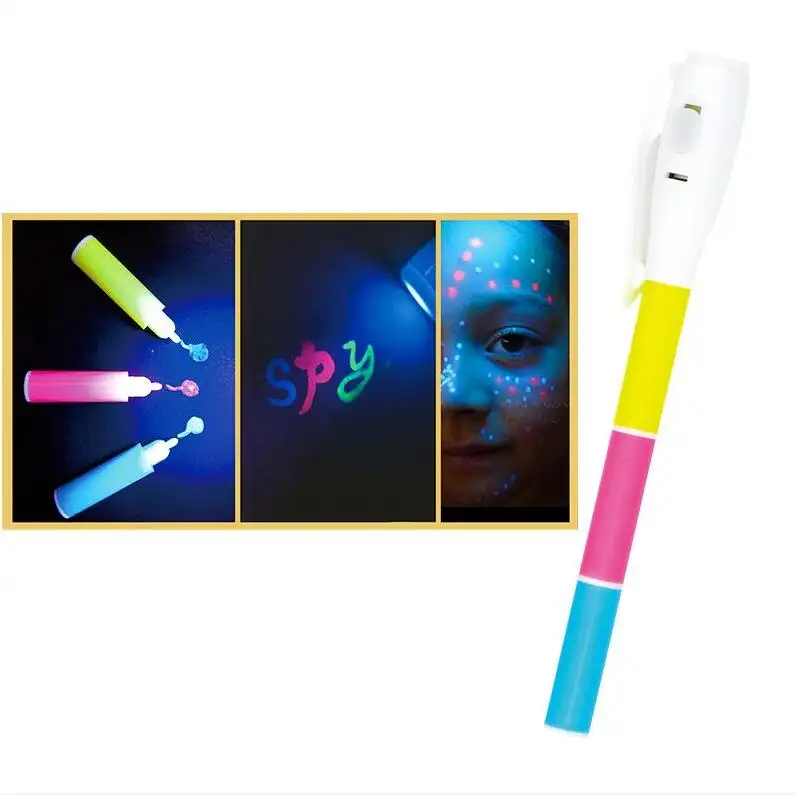 2024 Non toxic magic 3 colors led magic pen permanent ultra violet disappearing ink marker pen for kids