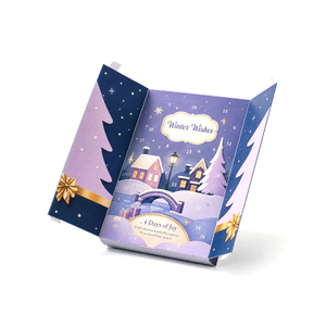 Nuevo Diseño Personalizado, Caja de Calendario de Adviento Navideño de 24 Días, Caja de Regalo de Cuenta Regresiva de Cartón Vacía, Embalaje de Lujo Rígido con Estampado en Lámina Dorada - Product Image 1