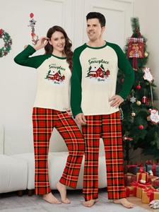 Oferta Especial: Conjunto de Pijamas Navideños a Juego para la Familia, Top y Pantalones con Estampado Cuadrado - Product Image 2