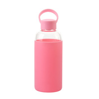 Bouteille d'eau en verre transparent de mode classique de 600ML avec le manchon en silicone de bouteille d'eau en verre de poignée
