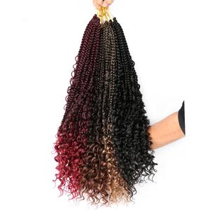 <span class=keywords><strong>Extension</strong></span> per trecce in fibra resistente al calore, 20 pollici, 3x Messy Box Braids, stile africano americano, <span class=keywords><strong>con</strong></span> attacco a uncinetto per donna - Product Image 2