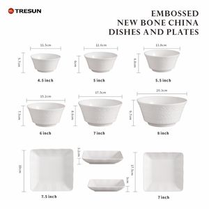 Sopa clásica, arroz, ensalada, cereal, gran tamaño pequeño, hueso nuevo, porcelana fina, juego de cuencos en relieve blanco para restaurante - Product Image 6