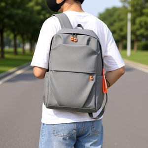 Student Backpack 18 In <b>Computer</b> Interlayer Unisex College Student Casual Travel <b>Bag</b> Gray Solid Color - Product Image 2