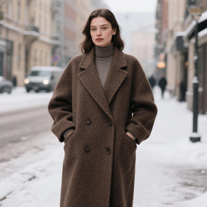 <span class=keywords><strong>Manteau</strong></span> en <span class=keywords><strong>laine</strong></span> de chameau double face sur mesure Weshallo, <span class=keywords><strong>manteau</strong></span> pour <span class=keywords><strong>femme</strong></span> de luxe surdimensionné d'automne avec ceinture, col boutonné, doublure en <span class=keywords><strong>laine</strong></span> - Product Image 4