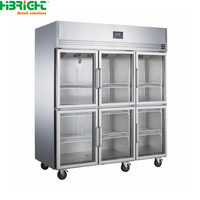 Refrigerador Comercial de Gran Capacidad de 1420L, de Una Sola Temperatura, de Acero Inoxidable 304 de Alta Resistencia, Refrigerador para Restaurante de 6 Puertas con Enfriador de Aire Electrónico