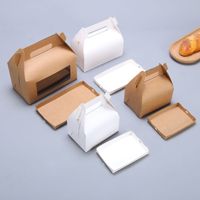 Boîte à pâtisserie en papier kraft écologique tendance 2026, emballage alimentaire durable pour gâteaux avec fenêtre transparente, logo personnalisé OEM