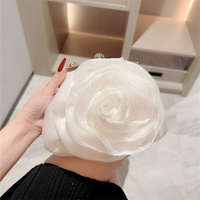 Sacs à main populaires dames imité soie perle poignée grande fleur blanche sacs de soirée embrayages pour sac de mariage de mariée