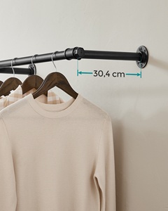 SONGMICS Barra Appendiabiti Salvaspazio Nera Stendibiancheria da Parete per Stanze Piccole - Product Image 6