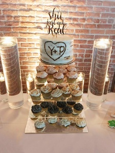 Đám cưới <span class=keywords><strong>5</strong></span> lớp xoay vuông Acrylic cupcake tráng miệng bánh đứng - Product Image 6