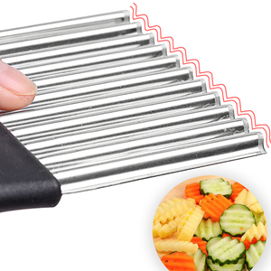 Tùy chỉnh đa chức năng thép không gỉ khoai tây cắt với an toàn nhựa xử lý vẫy hình dạng Slicer dưa chuột và cà rốt Chopper - Product Image 5