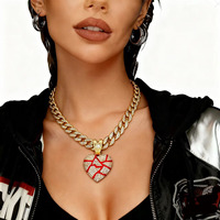 Pendentif en alliage en forme de cœur brisé Hip Hop, accessoires pour couples homme et femme