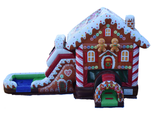 Château gonflable de Noël en PVC avec toboggan aquatique et piscine à jets d'eau, pour usage commercial extérieur - Product Image 1