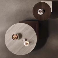 Table basse moderne ronde en marbre pierre en bois avec rangement meubles de maison salon ensemble de tables basses en travertin