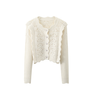 Maglione lavorato a <span class=keywords><strong>maglia</strong></span> Vintage con bottoni a maniche lunghe in <span class=keywords><strong>pizzo</strong></span> da donna - Product Image 1