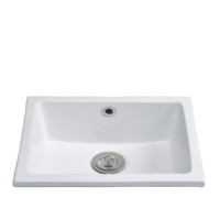 Lavabo carré moderne en céramique à encastrer, profond, pour salle de bain, cuisine, ferme, avec drain pour balcon