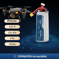 Paket Baterai LiPo HV 8200mAh 65C 6S 22.8V untuk Model RC