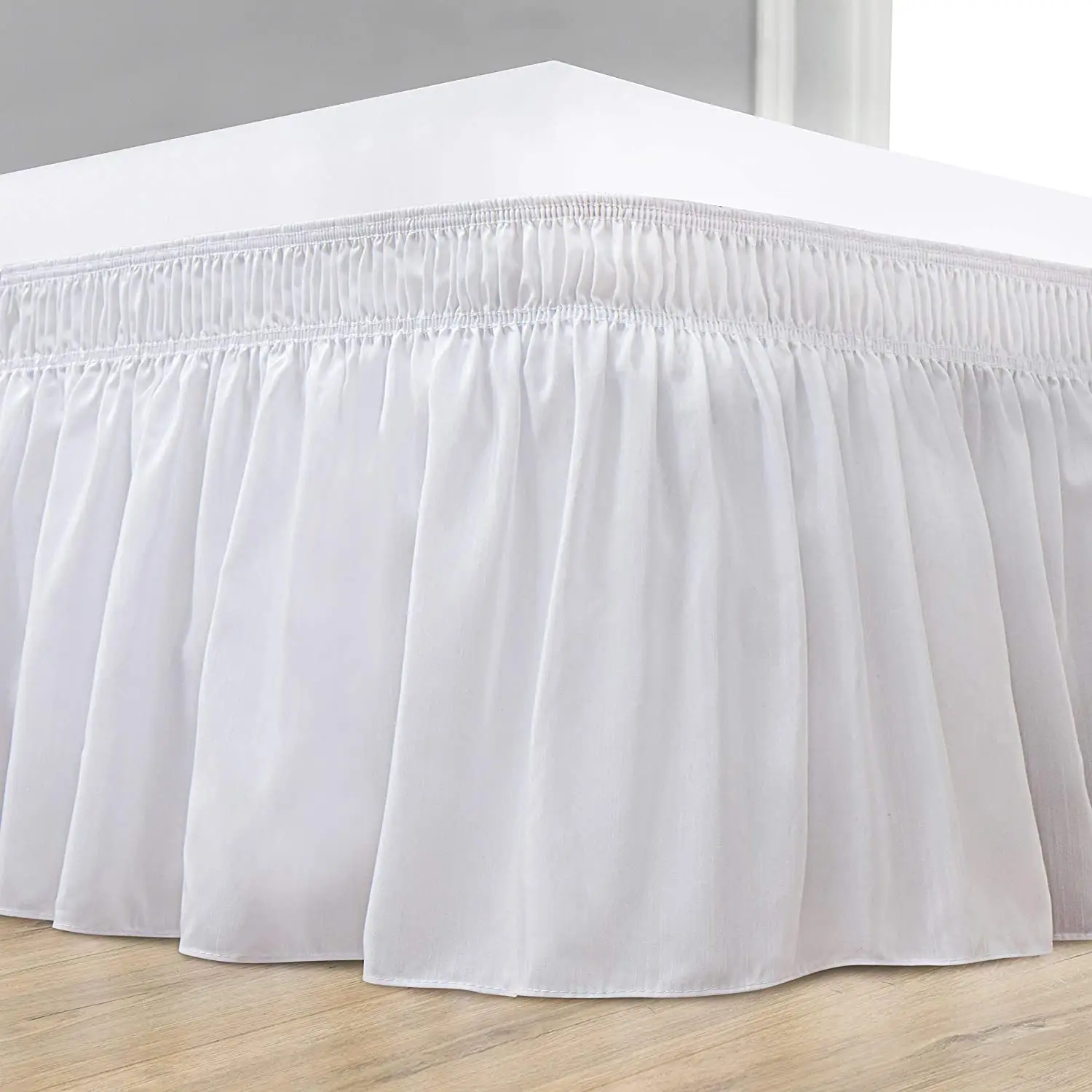 Adjustable Belts Polyester Plain Colour Hotel Home Wrap Around Bedskirts White Bed Skirt
