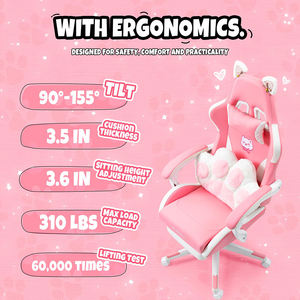 Silla Rosa Asiento de Carreras Linda oreja de conejo ergonómico Gamer silla ordenador Hello Kitty Silla de juegos - Product Image 4
