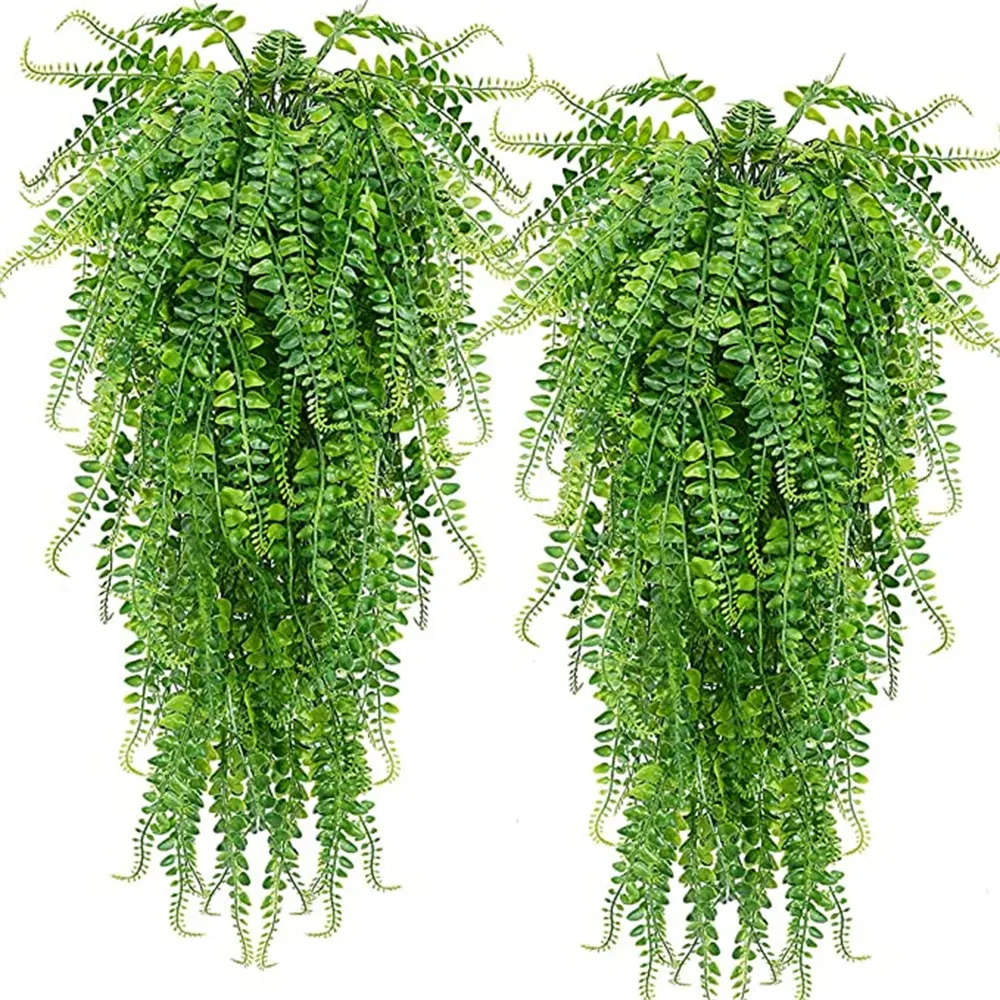 Toptan yüksek kalite açık UV dayanıklı yapay sahte asılı Ferns bitkiler için duvar dekor