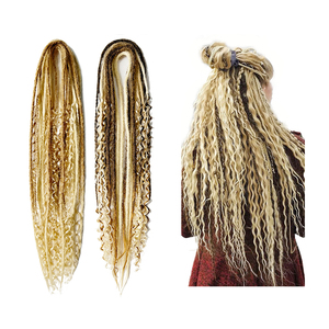 Vente en gros 24 pouces pré bouclé <span class=keywords><strong>Crochet</strong></span> cheveux 10 brins droite Boho boîte tresse Double extrémité dreads serrure extension de cheveux - Product Image 1
