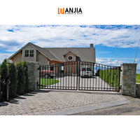 Porte d'entrée fantaisie en fer forgé pour villas Porte d'allée principale extérieure en métal surdimensionnée avec style ouvert coulissant