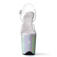 Talons aiguilles sexy de 8 pouces en PVC transparent avec plateforme, décorés de strass, antidérapants et légers pour la danse exotique sur scène